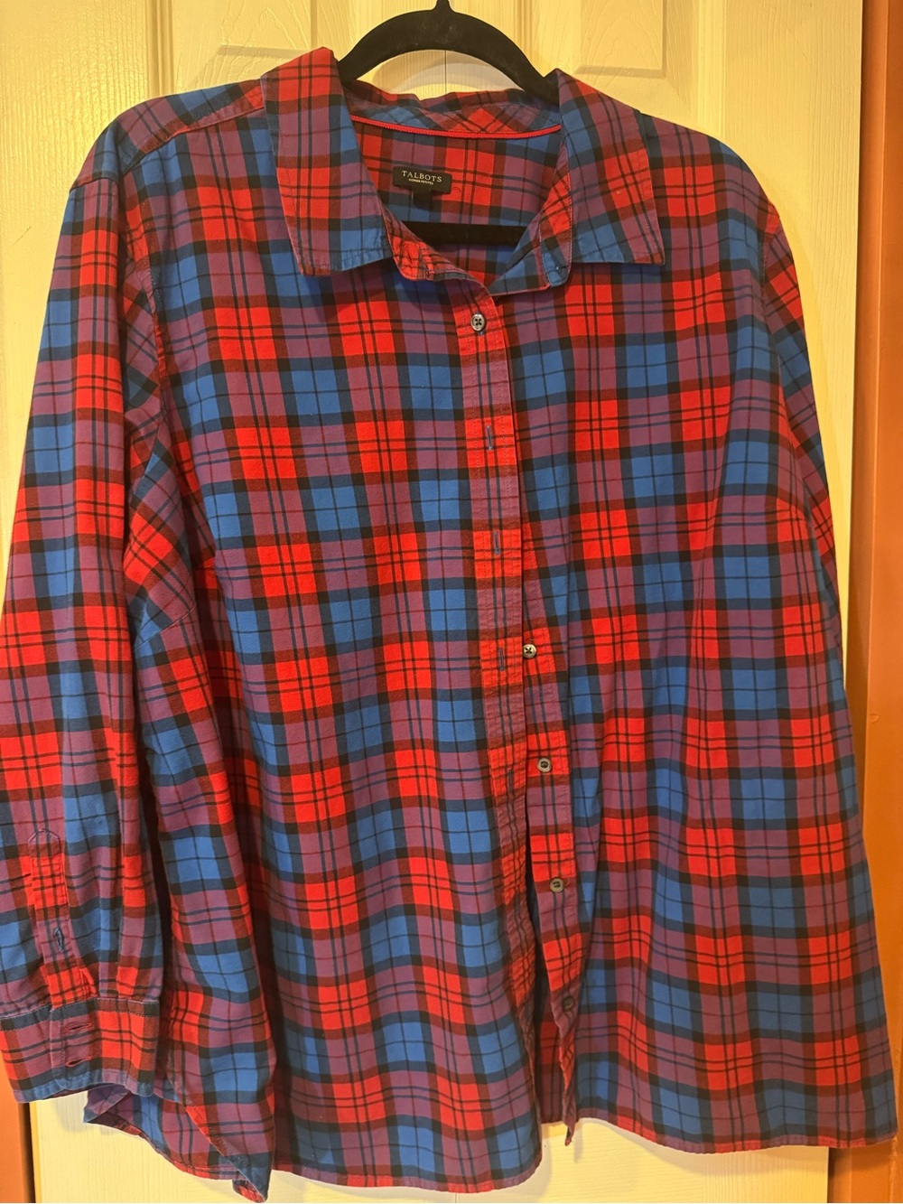 Talbots Red and Blue Plaid Women’s Button-Down Shirt, Size 3XP